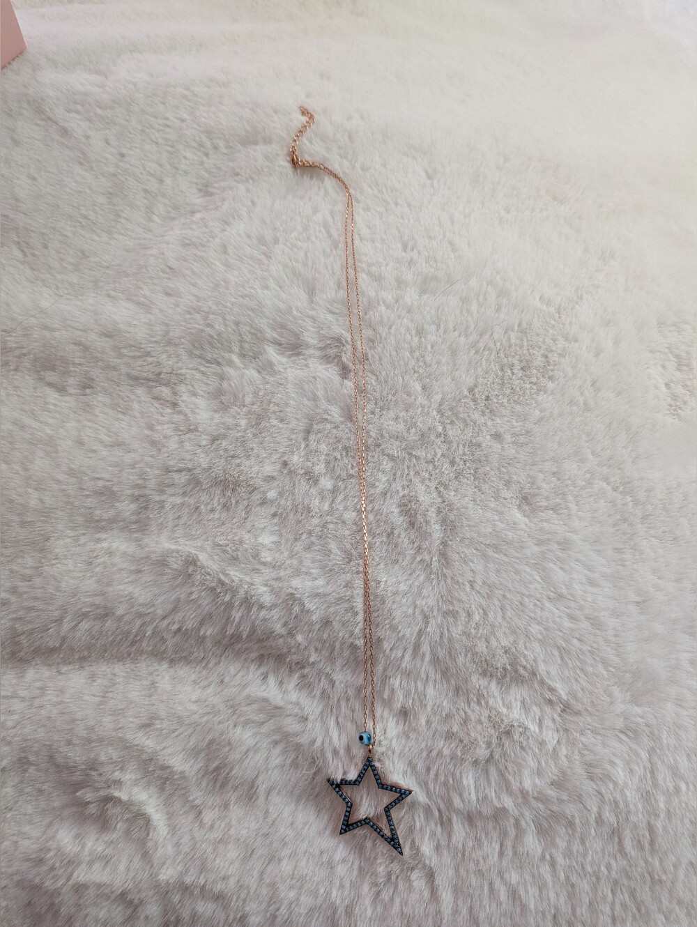 House Of Moda Blue/Turquoise Star Pendant Necklace in Rose Gold